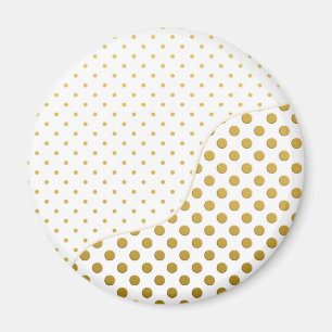 Polka Dots Pattern in Gold and White Magnet