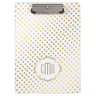 Polka-Dots Pattern In Gold Over White Background Clipboard