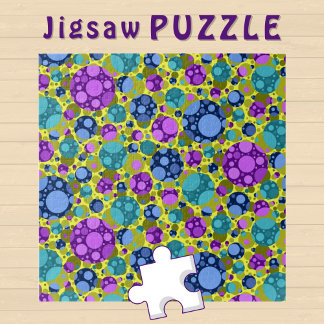 Polka Dots Pattern in Pink Blue Teal -  Jigsaw Puzzle