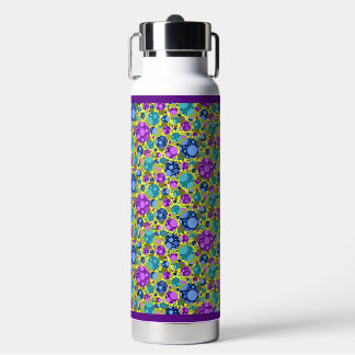 Polka Dots Pattern in Pink Blue Teal - Water Bottle