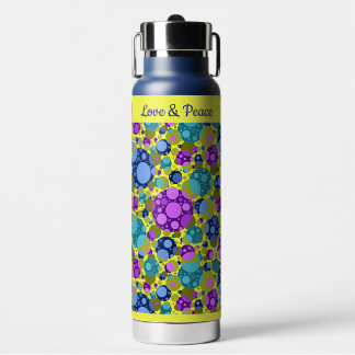 Polka Dots Pattern in Pink Blue Teal -  Water Bottle