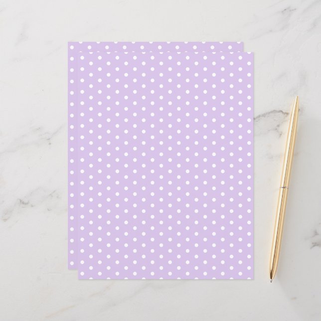 Polka Dots Pattern Lavender Purple Scrapbook Paper (Front/Back In Situ)