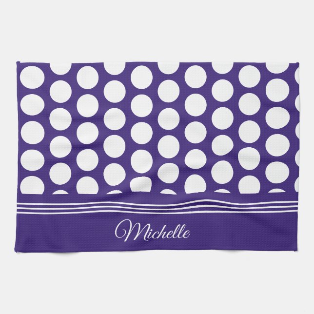 Polka dots pattern on ultra violet kitchen towel (Horizontal)