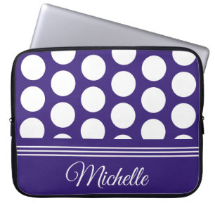 Polka dots pattern on ultra violet laptop sleeve