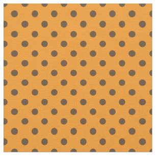 Polka Dots Pattern Orange and Brown Fabric
