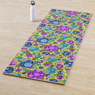Polka Dots Pattern Pink Blue Teal - Yoga Mat