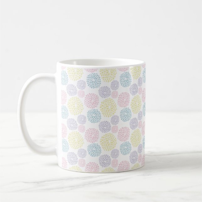 Polka Dots Pattern Purple Yellow Pink  Coffee Mug (Left)