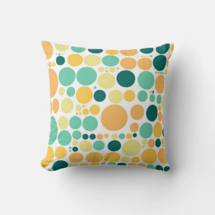 Polka dots pattern Retro Orange Blue Throw Pillow