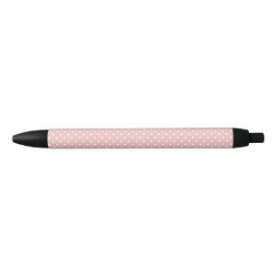 Polka Dots Pattern Tea Rose Black Ink Pen