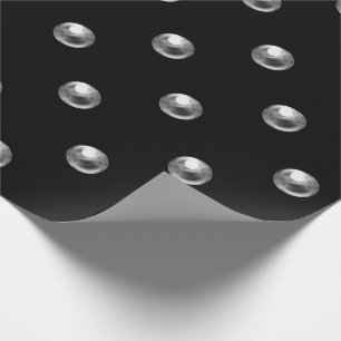 Polka Dots Pearls Black Silver Gray  3D Effect Wrapping Paper