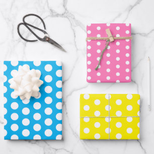 Polka Dots Perky Pattern Bright Colours Wrapping Paper Sheet