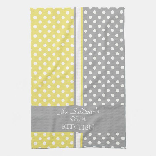 Polka Dots Personalized Kitchen Towels (Vertical)