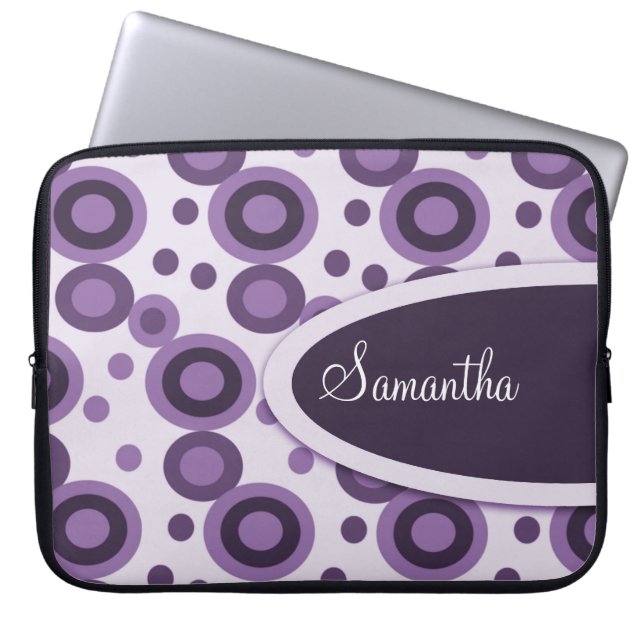 Polka Dots Personalized Laptop Sleeve:Lavender Sleeve (Front)