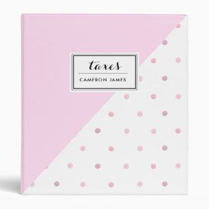 Polka Dots Pink Abstract Pattern Custom Taxes  Binder
