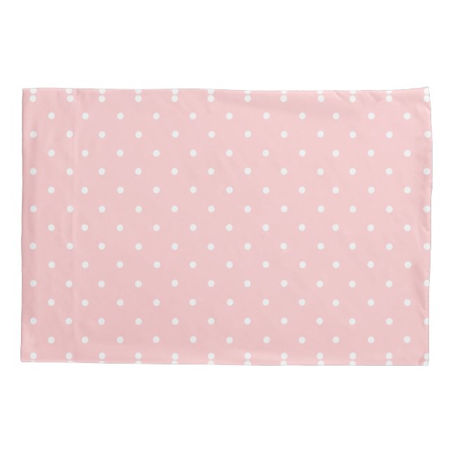 Polka Dots Pink and White Cute Modern Pattern Pillowcase (Back)