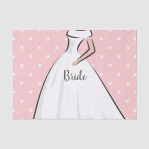 Polka Dots Pink Bridal Shower White Wedding dress Tissue Paper