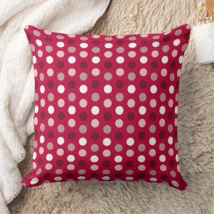 Polka Dots Pink Brown Pattern Throw Pillow