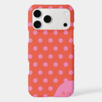 Polka Dots Pink Orange monogrammed