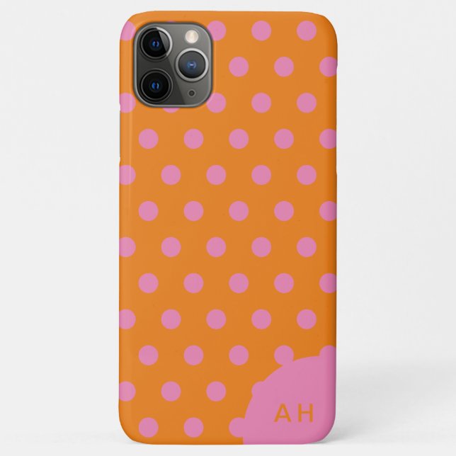 Polka Dots Pink Orange monogrammed Case-Mate iPhone Case (Back)