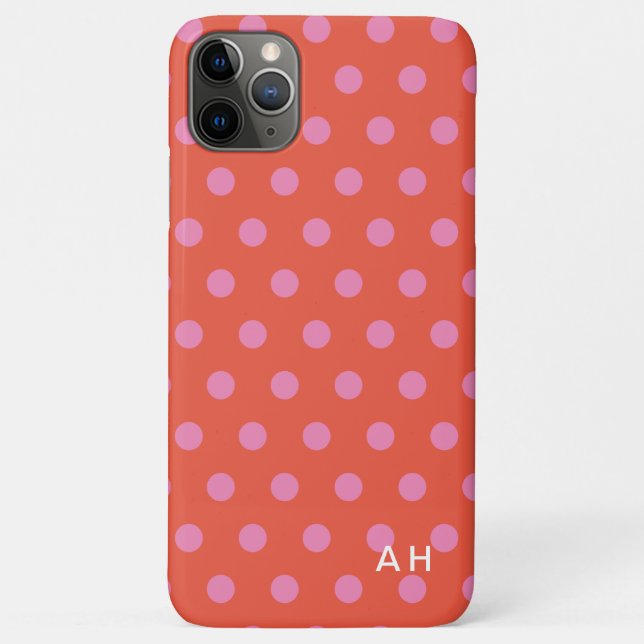 Polka Dots Pink Orange monogrammed Case-Mate iPhone Case (Back)