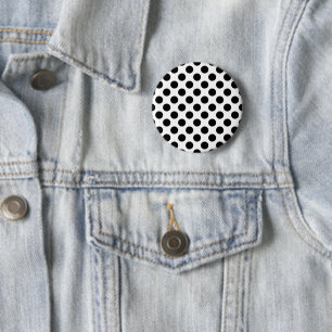 Polka Dots, Polka Dot Pattern, Black and White 2 Inch Round Button