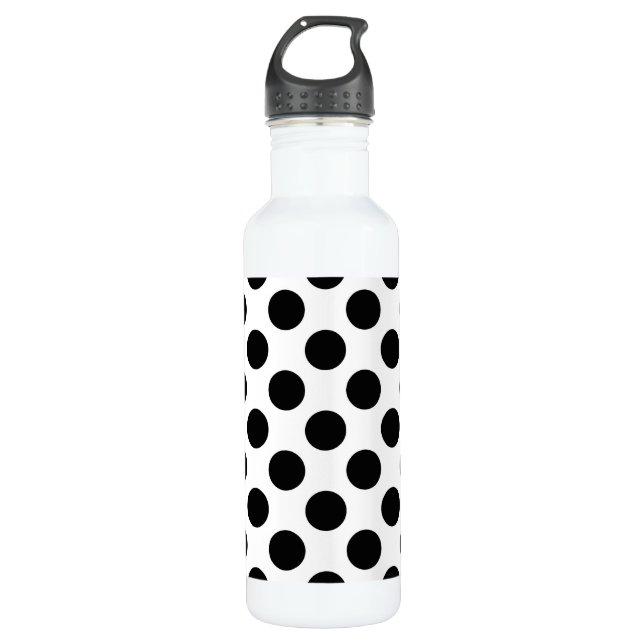 Polka Dots, Polka Dot Pattern, Black and White 710 Ml Water Bottle (Front)