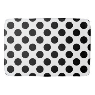 Polka Dots, Polka Dot Pattern, Black and White Bath Mat