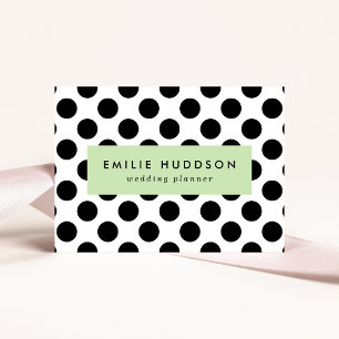 Polka Dots, Polka Dot Pattern, Black and White Business Card