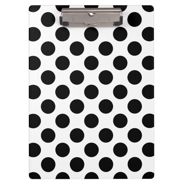 Polka Dots, Polka Dot Pattern, Black and White Clipboard (Front)