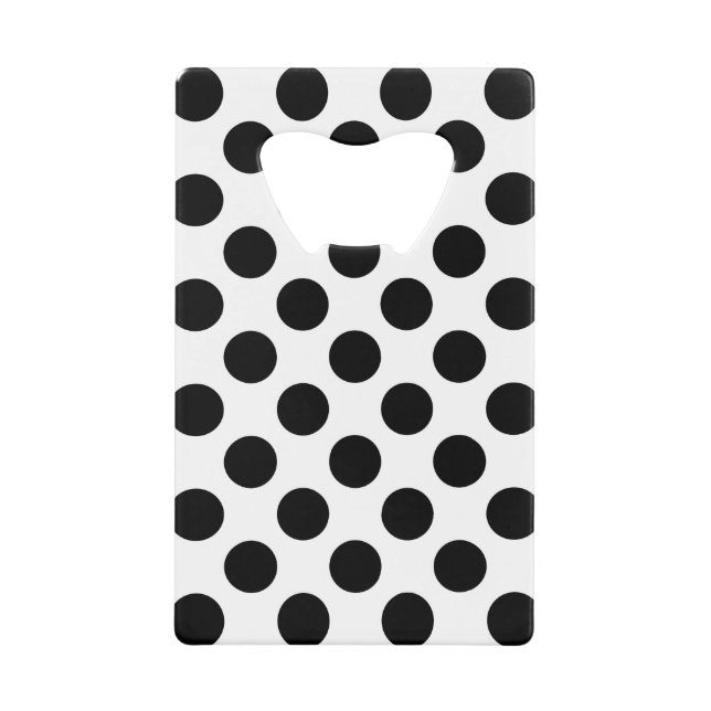 Polka Dots, Polka Dot Pattern, Black and White Credit Card Bottle Opener (Front)