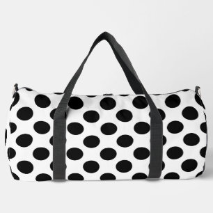 Polka Dots, Polka Dot Pattern, Black and White Duffle Bag