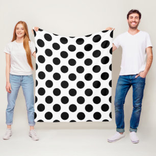 Polka Dots, Polka Dot Pattern, Black and White Fleece Blanket