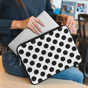 Polka Dots, Polka Dot Pattern, Black and White Laptop Sleeve