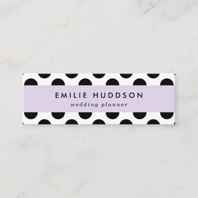 Polka Dots, Polka Dot Pattern, Black and White Mini Business Card (Front)