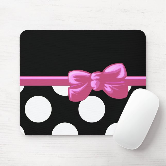 Polka Dots, Polka Dot Pattern, Black and White Mouse Pad (With Mouse)