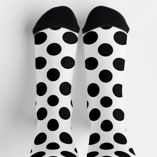 Polka Dots, Polka Dot Pattern, Black and White Socks (Top)