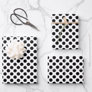 Polka Dots, Polka Dot Pattern, Black and White Wrapping Paper Sheet