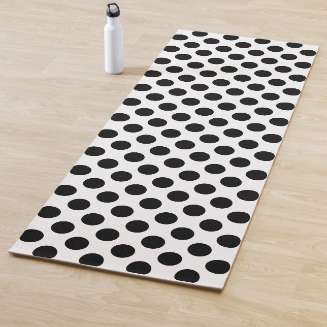 Polka Dots, Polka Dot Pattern, Black and White Yoga Mat (In Situ)