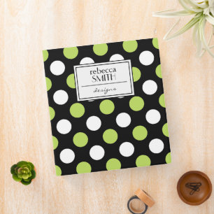 Polka Dots, Polka Dot Pattern, Green, Black Binder
