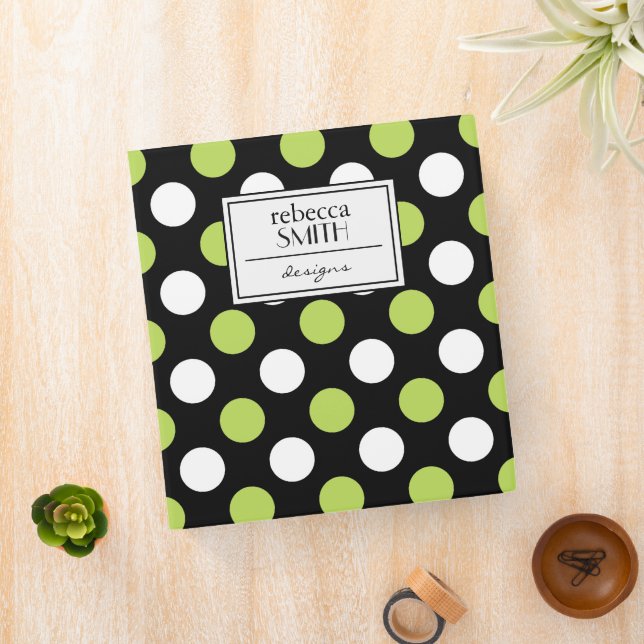 Polka Dots, Polka Dot Pattern, Green, Black Binder (In Situ)