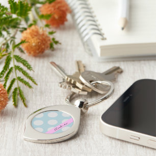 Polka Dots, Polka Dot Pattern, Your Name Keychain
