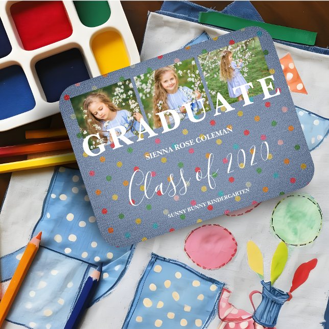 Polka Dots Pre-K Graduate 3 Photos Textile Texture Magnet (Creator Uploaded)