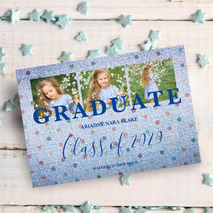 Polka Dots Pre-K Graduate Three Photos Blue Jeans