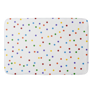 Polka Dots Rainbow on White Bath Mat