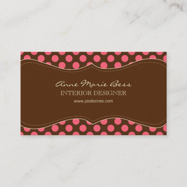 Polka Dots Raspberry Chocolate  business cards (Front)