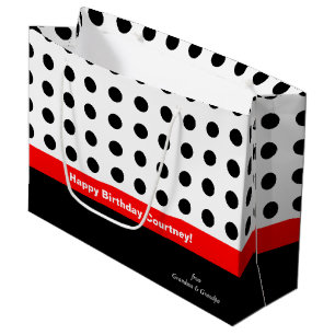 Polka Dots Red and Black Large Gift Bag