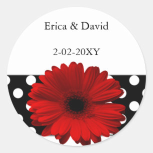 polka dots red gerbera envelope seals