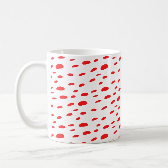 Polka Dots Red Polka Dots Dalmatian Pattern  Coffee Mug (Left)