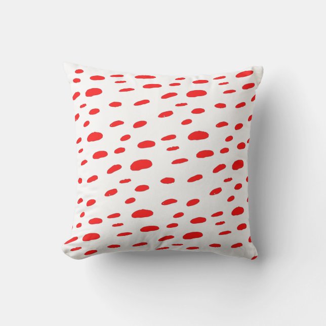 Polka Dots Red Polka Dots Dalmatian Pattern Throw Pillow (Front)