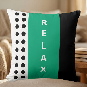 Polka dots relax black green throw pillow